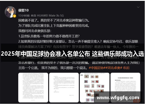 2025年中国足球协会准入名单公布 这些俱乐部成功入选
